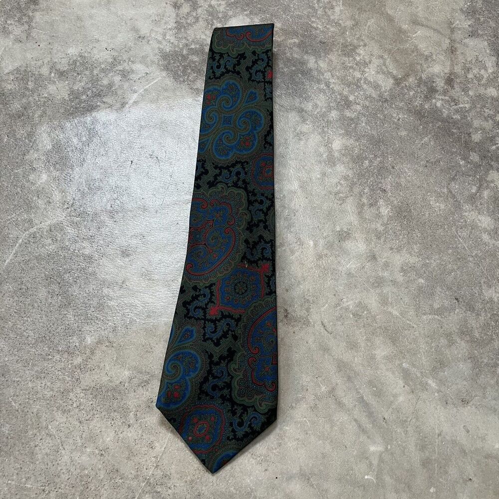 Neiman Marcus Neck Tie Paisley Print Multicolor Designer Classic Vintage
